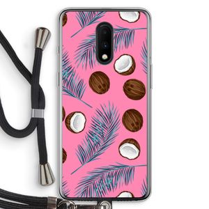 Kokosnoot roze: OnePlus 7 Transparant Hoesje met koord