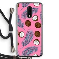 Kokosnoot roze: OnePlus 7 Transparant Hoesje met koord