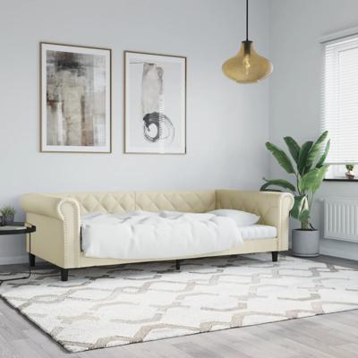 Slaapbank 100x200 cm kunstleer crmekleurig
