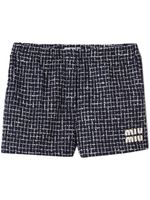 Miu Miu short court en tweed à carreaux - Bleu