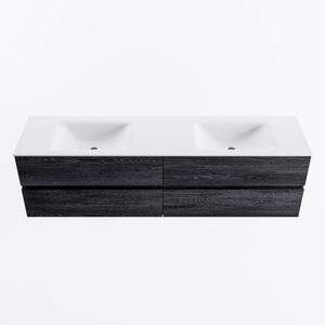 MONDIAZ VICA 180cm badmeubel onderkast Antracite 4 lades. Wastafel CLOUD dubbel 2 kraangaten, kleur Talc.