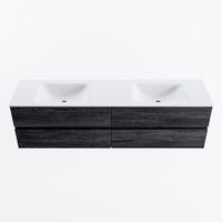 MONDIAZ VICA 180cm badmeubel onderkast Antracite 4 lades. Wastafel CLOUD dubbel 2 kraangaten, kleur Talc.