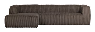 WOOOD Loungebank 'Bean' Links, Rib, kleur Mud