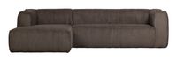 WOOOD Loungebank 'Bean' Links, Rib, kleur Mud