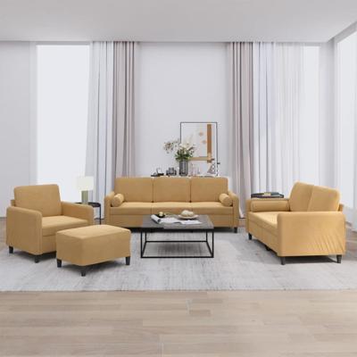 4-delige Loungeset met kussens fluweel bruin