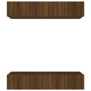 The Living Store Wandgemonteerde tv-meubels - Bruineiken - Set van 4 - 80x30x30 cm - Stevig bewerkt hout