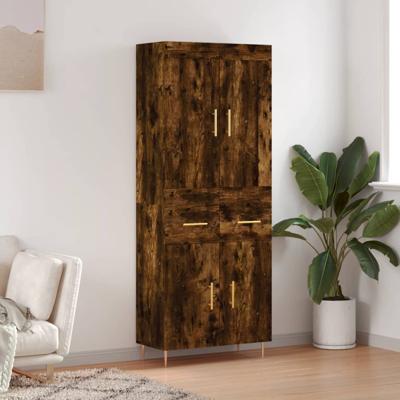 Hoge kast 69,5x34x180 cm bewerkt hout gerookt eikenkleurig