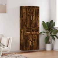 Hoge kast 69,5x34x180 cm bewerkt hout gerookt eikenkleurig