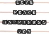 Rico Cube Bead Armband Set love/peace/happiness/joy - Black