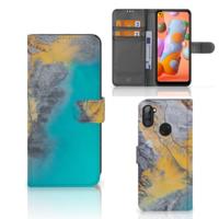 Samsung Galaxy M11 | A11 | Bookcase | Marble Blue Gold