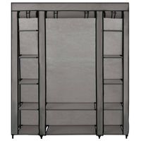 The Living Store Draagbare kast - Grijs 150 x 45 x 176 cm - Meerdere vakken en stangen