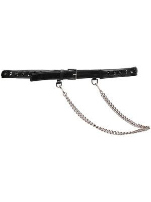 Alexander McQueen ceinture en cuir à détail de chaîne - Noir