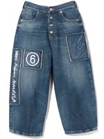 MM6 Maison Margiela Kids jean ample à logo imprimé - Bleu - thumbnail