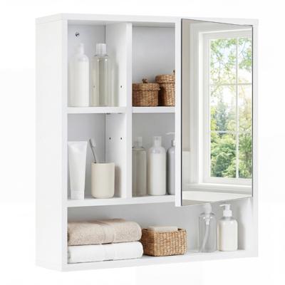 Badkamermeubel met Spiegel Voorzien van een Spiegel en 5 Legplanken 55 x 16 x 61 cm-Wit