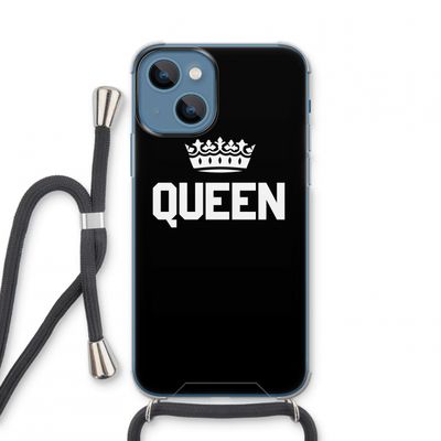 Queen zwart: iPhone 13 mini Transparant Hoesje met koord