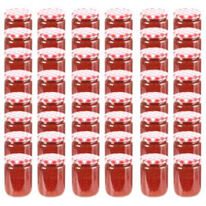VidaXL Jampotten met wit met rode deksels 48 st 230 ml glas