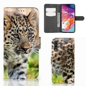 Samsung Galaxy A70 Telefoonhoesje met Pasjes Baby Luipaard