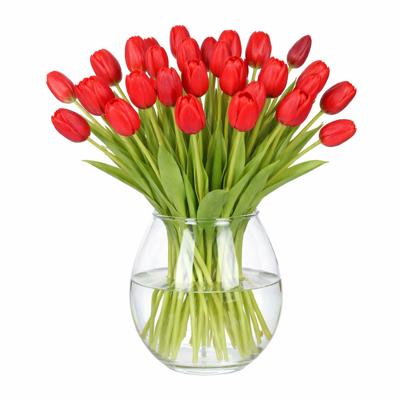 Kunst tulpen boeket Bella - 24x stuks - rood - real touch - 40 cm Kunst tulpen boeket Bella - 24x stuks - rood - real touch - 40 cm