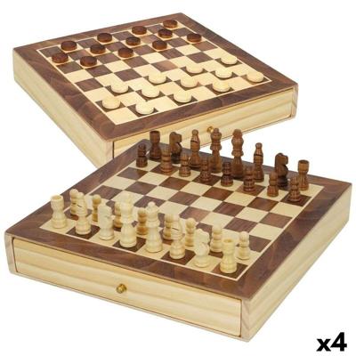 Schaken en Dammen Spelbord CB Games Hout Lade (4 Stuks)