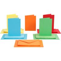 Creativ Company Kaarten en enveloppen, afmeting kaart 10,5x15 cm, afmeting envelop 11,5x16,5 cm, 110+220 gr, diverse kleuren, 50 set/ 1 doos