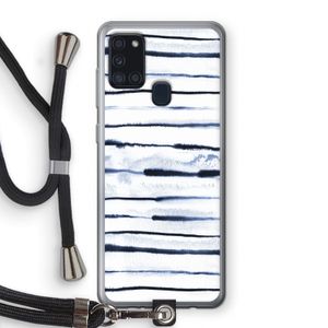 Ink Stripes: Samsung Galaxy A21s Transparant Hoesje met koord