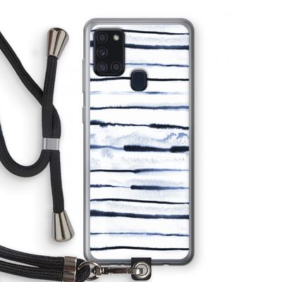 Ink Stripes: Samsung Galaxy A21s Transparant Hoesje met koord