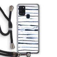 Ink Stripes: Samsung Galaxy A21s Transparant Hoesje met koord