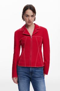 Peplum leren bikerjack - RED - L