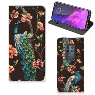 Motorola One Zoom | Hoesje maken | Pauw met Bloemen