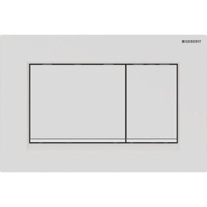 Geberit Sigma30 bedieningplaat, 2-toets spoeling frontbediening voor toilet 24.6x16.4cm wit mat met witte strook 115.883.01.1