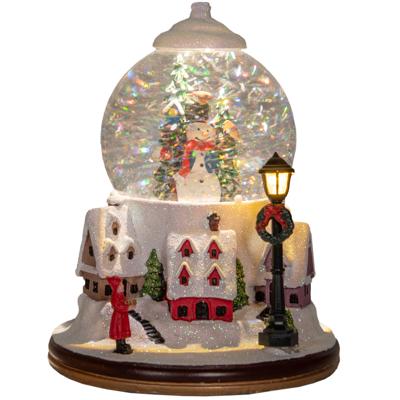 Anna's Collection Snowglobe landschap - wit - met sneeuwpop - 21 cm - sneeuwbol?lantaarn