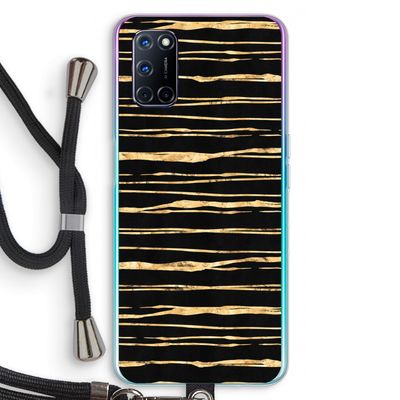 Gouden strepen: Oppo A52 Transparant Hoesje met koord