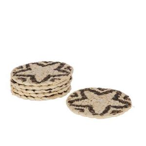 J-Line onderzetter Rond Ster - jute - naturel|bruin - 6 stuks