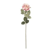 Kunstbloem roos - roze - 64 cm - thumbnail