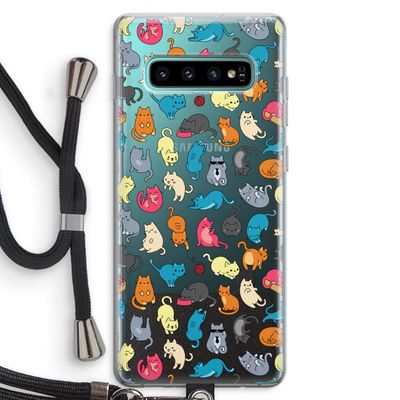 Kleurrijke katten: Samsung Galaxy S10 Plus Transparant Hoesje met koord