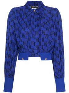 Elisabetta Franchi blouse à logo imprimé - Bleu