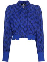 Elisabetta Franchi blouse à logo imprimé - Bleu