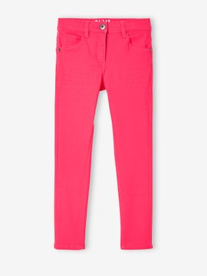 Slim fit meisjesbroek Morphologik heupomtrek LARGE framboos