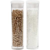 Creativ Company Rocailles, d 1,7 mm, afm 15/0, gatgrootte 0,5-0,8 mm, wit, 2x7 gr/ 1 doos