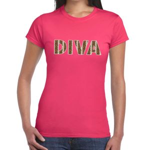 Diva slangen print tekst t-shirt roze dames