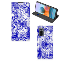 Mobiel BookCase Xiaomi Redmi Note 10 Pro Angel Skull Blauw