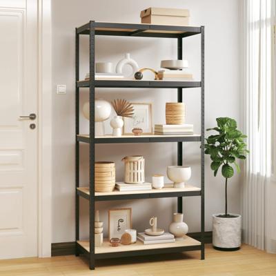 Opbergrek 5-laags staal & bewerkt hout antracietkleurig