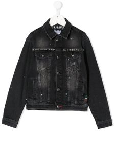 Philipp Plein Junior skull print denim jacket - Noir