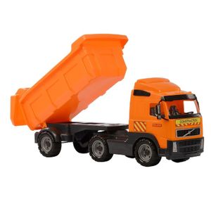 Speelgoed oranje vrachtwagen met oplegger voor jongens 59 cm   -