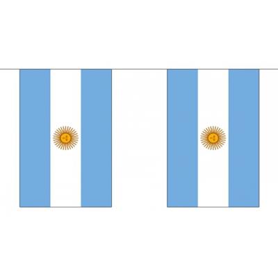 Argentinie Vlaggetjes vlaggenlijn slinger - 2x - 300 cm - polyester - binnen/buiten - versiering/fee