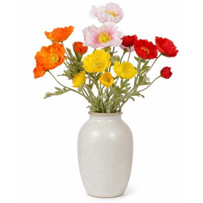 Boeket Kunstbloemen Klaprozen Poppy - H62 cm - 4 kleuren mix - 8x stelen kunstbloemen