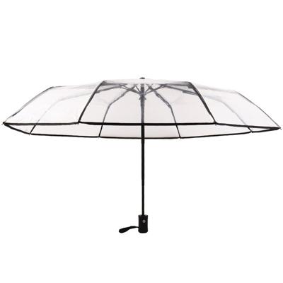Creatieve transparante vouwen paraplu 8 Bones automatische paraplu (zwart)