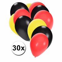 Feest ballonnen zwart/geel/rood 30 stuks
