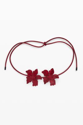 Bloemenriem in leerlook - RED - U