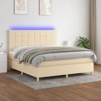Boxspring met matras en LED stof crèmekleurig 160x200 cm